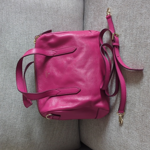 Fossil Handbags - Fossil Rare Raspberry Pink Leather Sydney Satchel Bag